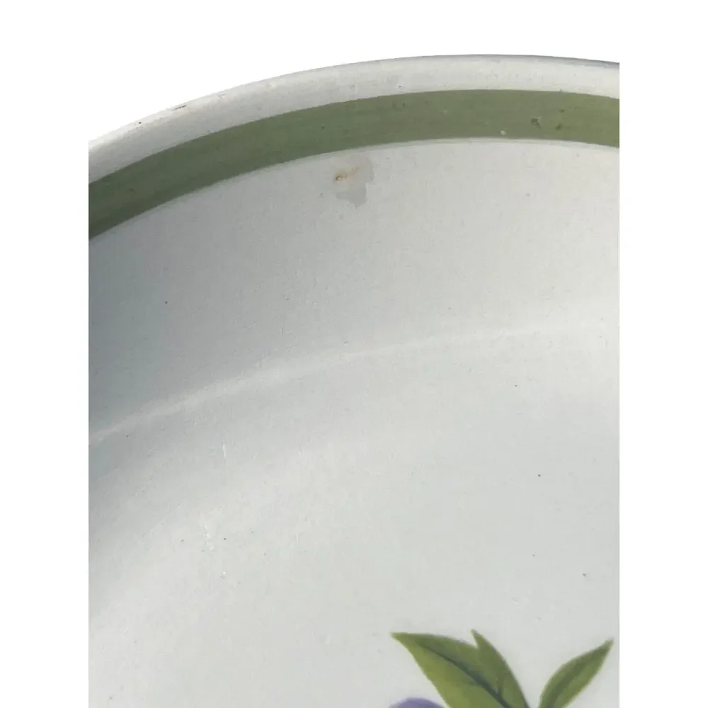 Vintage Set 5 Ridgway Pottery Fruit Plates Evesham England Green Border Dessert